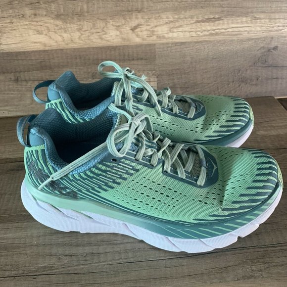 Hoka One One Shoes - Hoka One One Women’s Clifton 5 1093756 LSMB Running Shoes Blue Green Size 7.5